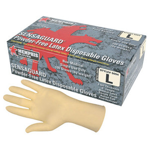 MCR Safety SENSAGUARD Disposable Latex Gloves, Powder Free; Textured, 4 mil, X-Large, Beige View Product Image