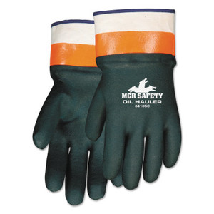 MCR Safety Oil Hauler Premium Double Dip PVC Coated Gloves, Large, Dark Green View Product Image