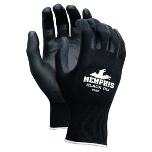 MCR Safety PU Coated Gloves, Medium, Black/Blue View Product Image