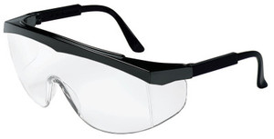 MCR Safety Stratos Spectacles, Clear Lens, Polycarbonate, Scratch-Resistant, Black Frame View Product Image