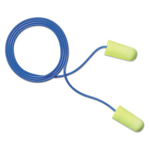 3M E-A-Rsoft Yellow Neons Foam Earplugs, Polyurethane, Yellow, Corded, Regular View Product Image