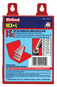 Eklind Tool Hex-L Key Set, 15 per set, Hex Tip, Inch View Product Image