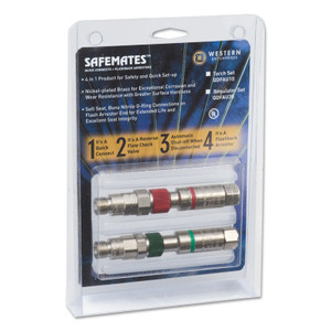 Western Enterprises Safemate Quick Connect Sets w/Flash Arrestors, Torch to Hose, Oxygen/Fuel Gas View Product Image
