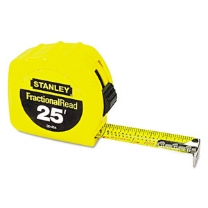 Stanley Tools Tape Rule, 1" x 25ft, Steel Blade, Plastic Case, Yellow View Product Image