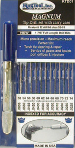 King Tool Magnum Tip Drill Set, #52-74 (Even Numbers), w/ Pin Vise; Indexed Carry Case View Product Image