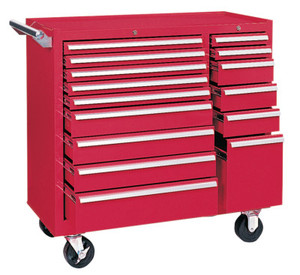 Kennedy Mintenance Cart, 39-3/8 in W x 18 in D x 39 in H, 15 Drawers, Red View Product Image