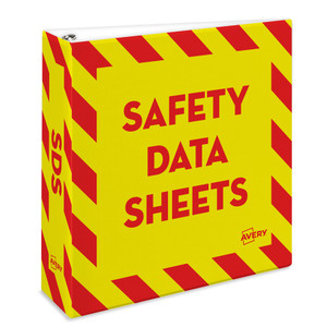 Avery Heavy-Duty Preprinted Safety Data Sheet Binder, 3 Rings, 3" Capacity, 11 x 8.5, Yellow/Red View Product Image