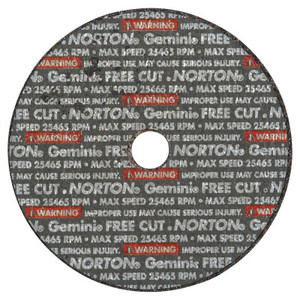 Norton Gemini Reinforced Free-Cut Wheel, Type 1, 3 in Dia, 1/8 in Thick, Aluminum Oxide View Product Image