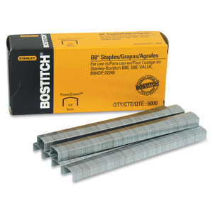 Bostitch B8 PowerCrown Premium Staples, 0.25" Leg, 0.5" Crown, Steel, 5,000/Box View Product Image