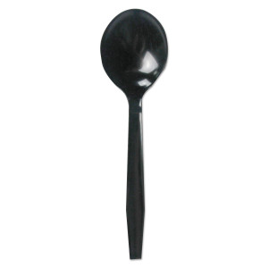 Boardwalk Mediumweight Polystyrene Cutlery, Soup Spoon, Black, 1000/Carton View Product Image