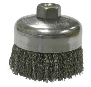 Weiler Crimped Wire Cup Brush, 4 in Dia., 5/8-11 UNC Arbor, Stainless Steel Wire View Product Image