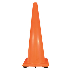 Cortina PVC Traffic Cones, 36 in, PVC, 10 lb Base, Orange/Black View Product Image