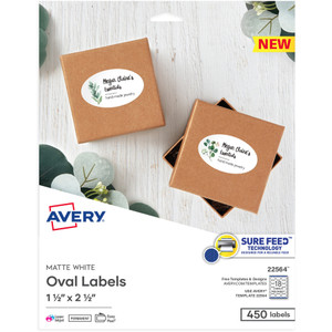 Avery&reg; Matte White Sure Feed Labels View Product Image