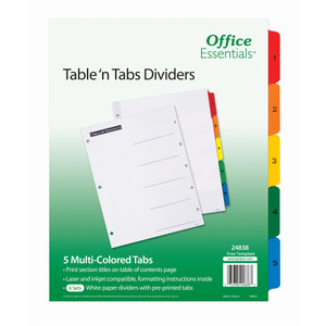 Avery&reg; Office Essentials&reg; Table 'n Tabs(R) Dividers, 1-5 Multicolor Tabs, 6 Sets (24838) View Product Image