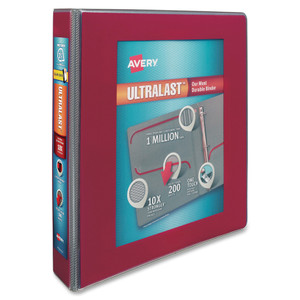 Avery&reg; Ultralast 3 Ring Binder, 1.5" Slant Rings, 1 Red Binder View Product Image