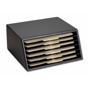 Dacasso Classic Black Leather Vertical Letter Sorter View Product Image