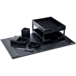 Dacasso 8-Piece Econo-Line Desk Set - Bonded Black Leather View Product Image