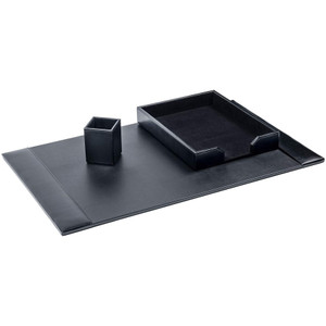 Dacasso Black Leather 3-Piece Econo-Line Desk Set View Product Image