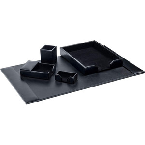 Dacasso 5-Piece Econo-Line Desk Set - Bonded Black Leather View Product Image