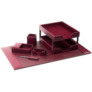 Dacasso Burgundy Bonded Leather 8-Piece Desk Set View Product Image