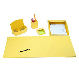 Dacasso Home/Office Leather 5Pc Desk Accessory Set - Yellow View Product Image