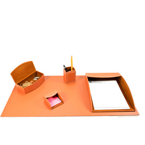 Dacasso Home/Office Leather 5Pc Desk Accessory Set - Tan View Product Image