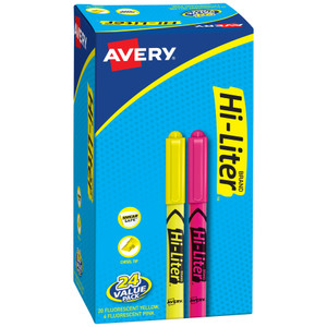 Avery HI-LITER Pen-Style Highlighters, Chisel Tip, Assorted Colors, 24/Pack View Product Image