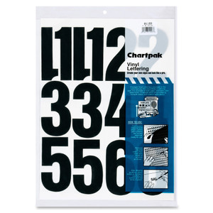 Chartpak Press-On Vinyl Numbers, Self Adhesive, Black, 4"h, 23/Pack View Product Image