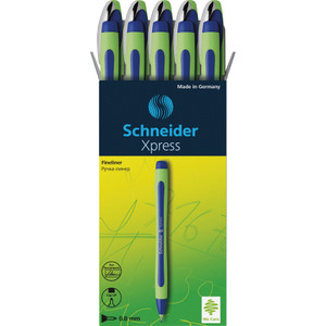 Schneider Xpress Fineliner Porous Point Pen, Stick, Medium 0.8 mm, Blue Ink, Blue/Green Barrel, 10/Box View Product Image