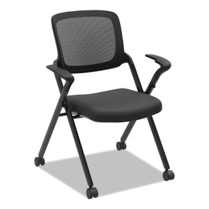 HON VL314 Mesh Back Nesting Chair, Black Seat/Black Back, Black Base View Product Image