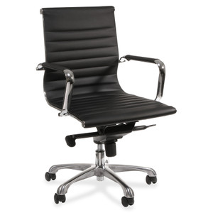 Lorell Modern Chair Series Mid-back Leather Chair View Product Image