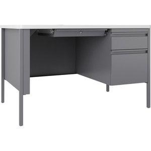 Lorell Fortress White/Platinum Steel Teachers Desk View Product Image