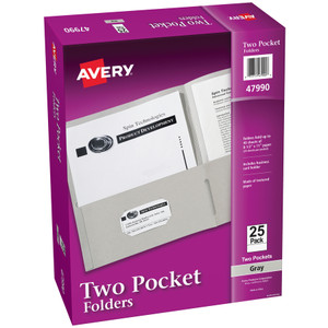 Avery Two-Pocket Folder, 40-Sheet Capacity, Gray, 25/Box View Product Image