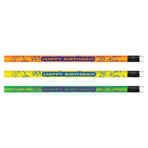 Moon Products Neon Happy Birthday Design Pencils View Product Image
