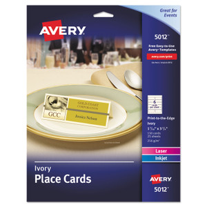 Avery Small Textured Tent Cards, Ivory, 1 7/16 x 3 3/4, 6 Cards/Sheet, 150/Box View Product Image