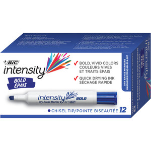 BIC Intensity Bold Tank-Style Dry Erase Marker, Broad Chisel Tip, Blue, Dozen View Product Image