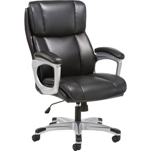 Sadie 3-Fifteen Executive High-Back Chair, Supports up to 225 lbs., Black Seat/Black Back, Aluminum Base View Product Image