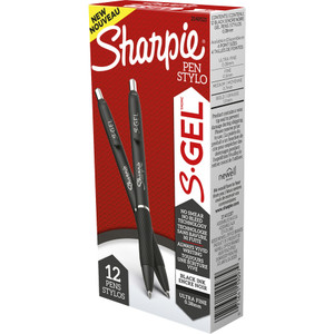 Sharpie S-Gel S-Gel High-Performance Gel Pen, Retractable, Extra-Fine 0.38 mm, Black Ink, Black Barrel, Dozen View Product Image