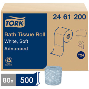 Tork Advanced Bath Tissue, Septic Safe, 2-Ply, White, 4" x 3.75", 500 Sheets/Roll, 80 Rolls/Carton View Product Image