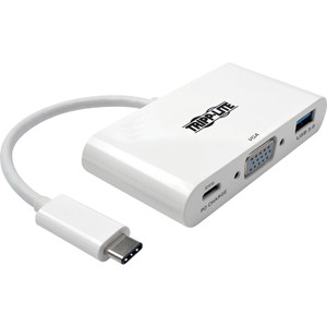 Tripp Lite USB C to VGA Multiport Video Adapter Converter w/ USB-A Hub, & USB-C PD Charging, Thunderbolt 3 Compatible, USB Type C to VGA, USB-C to VGA, USB Type-C to VGA View Product Image