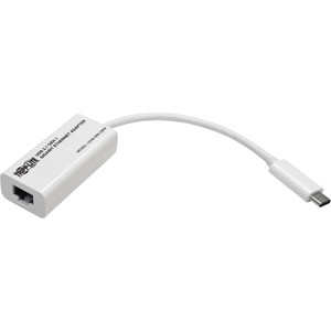Tripp Lite USB-C to Gigabit Ethernet NIC Network Adapter 10/100/1000 Mbps White View Product Image