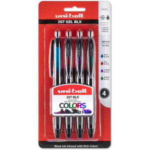 uni-ball 207 BLX Series Gel Pen, Retractable, Medium 0.7 mm, Assorted Ink and Barrel Colors, 4/Pack View Product Image