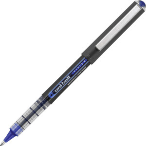 uni-ball VISION Roller Ball Pen, Stick, Bold 1 mm, Blue Ink, Black/Blue Barrel, Dozen View Product Image