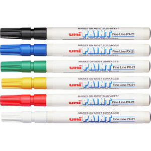 uni-Paint Permanent Marker, Fine Bullet Tip, Assorted Colors, 6/Set View Product Image
