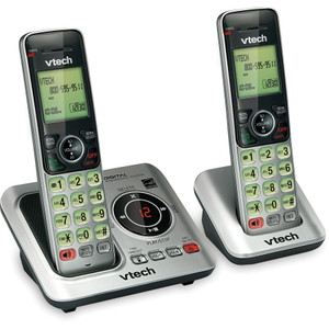 VTech CS6629-2 DECT 6.0 Expandable Cordless Phone with Answering System and Caller ID/Call Waiting, Silver with 2 Handsets View Product Image