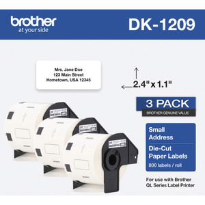 Brother Die-Cut Address Labels, 1.1 x 2.4, White, 800/Roll, 3 Rolls/Pack View Product Image