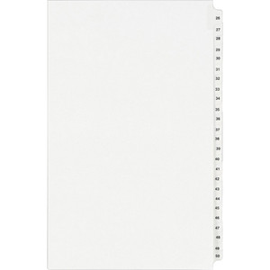 Avery Preprinted Legal Exhibit Side Tab Index Dividers, Avery Style, 25-Tab, 26 to 50, 14 x 8.5, White, 1 Set, (1431) View Product Image