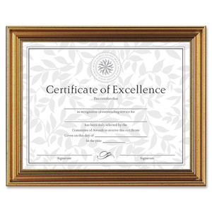 DAX Antique Colored Document Frame w/Certificate, Plastic, 8 1/2 x 11, Gold View Product Image