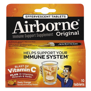 Airborne Immune Support Effervescent Tablet, Zesty Orange, 10/Box View Product Image