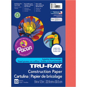 Pacon Tru-Ray Construction Paper, 76lb, 9 x 12, Red, 50/Pack View Product Image